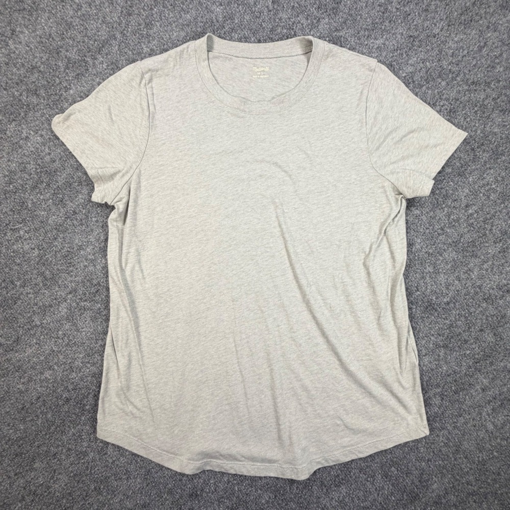 Madewell Whisper Cotton Crewneck Tee Gray Short Sleeve T-Shirt Women Size L 0858